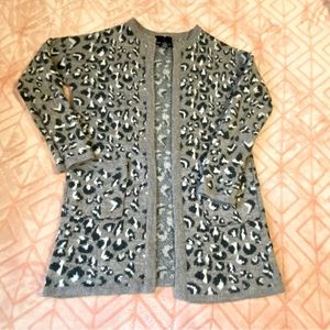 Cynthia Rowley Gray Leopard Open Cardigan